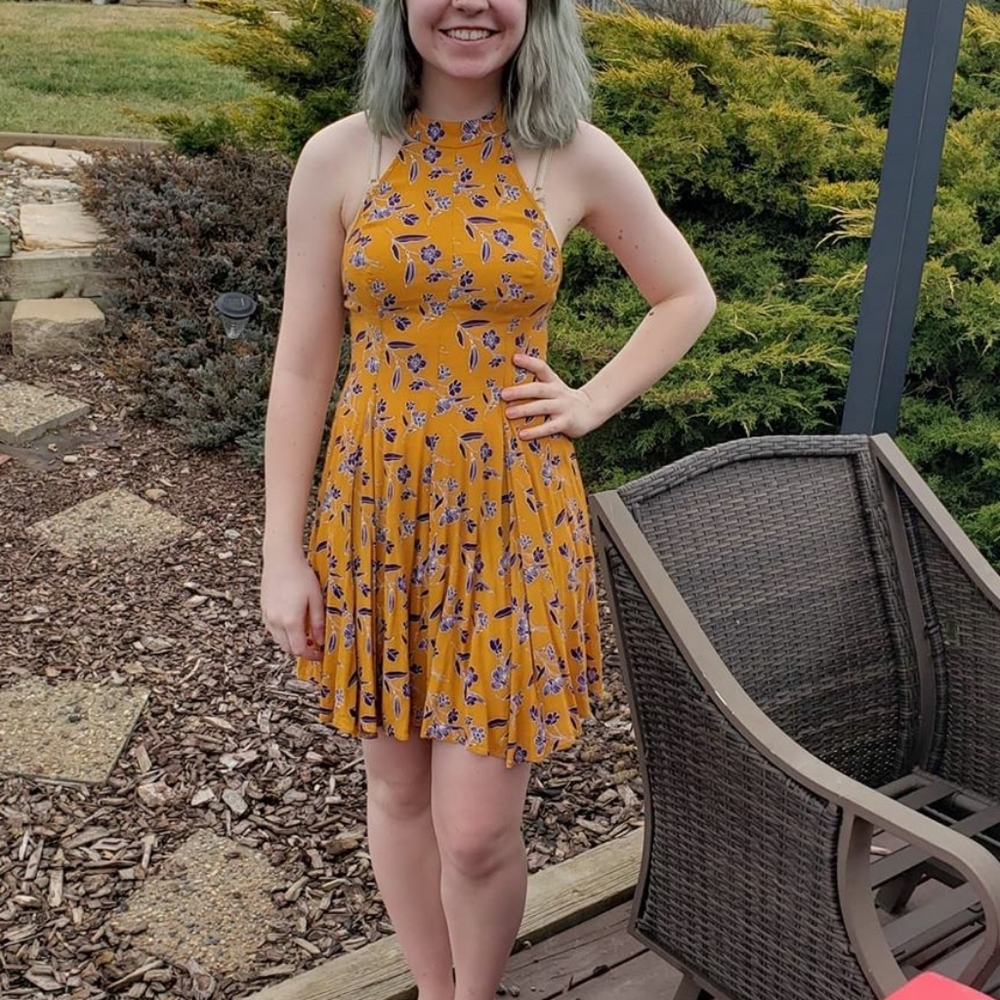 Mustard floral dress